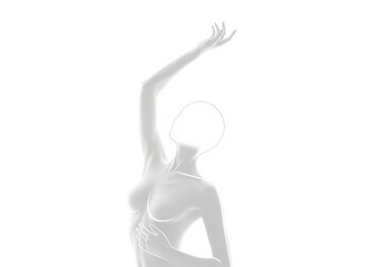 Fototapeta premium Elegant minimalist abstract female body form with raised arm