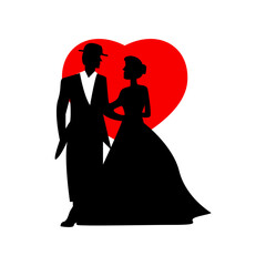 silhouette of bride and groom