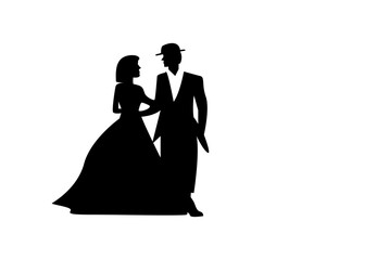silhouette of bride and groom