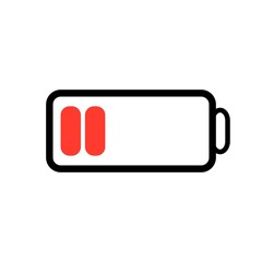 Colorful battery level indicator icon 0% charge