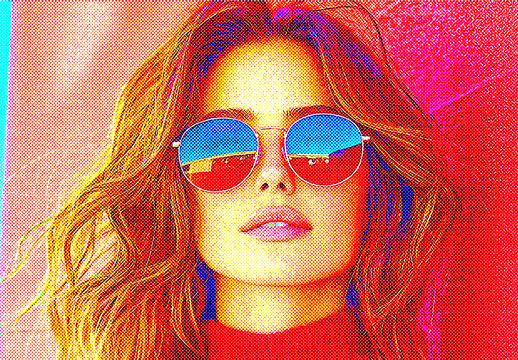 Colorful Printed Halftone Grain Photo Effect Mockup