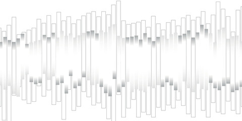 Abstract monochromatic background with 3D vertical bars representing data visualization or sound waves.
