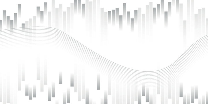 Abstract white and grey background with vertical bars and a smooth, flowing wave for a modern design.