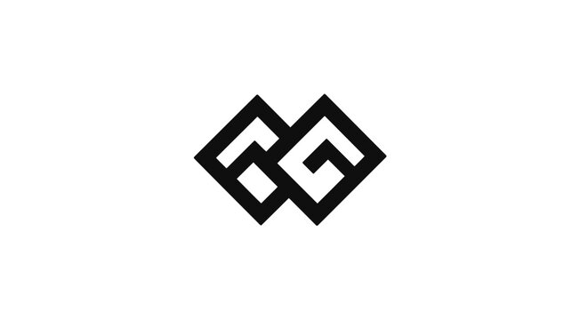 Abstract geometric intertwined black and white symbol on white background, modern minimalist design element, creative graphic icon