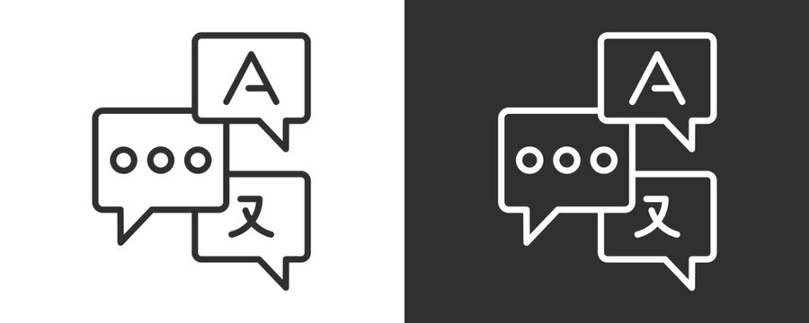  Multilingual Resources Icon Set Vector Collection Isolated In Black And White