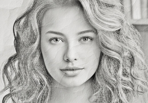 Black And Gray Soft Graphite Pencil Sketch Photo Effect
