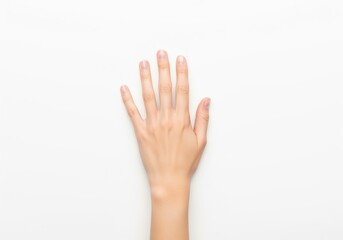 Clean and healthy woman hand with natural nails, palm down, fingers open