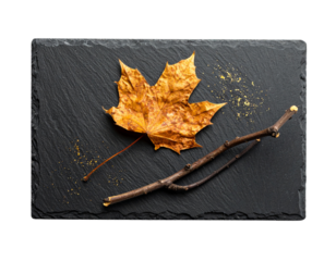 Rustic Black Slate Board with Seasonal Autumn Accents