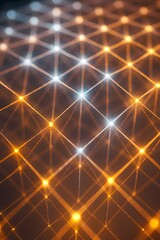 Abstract network of glowing lights and lines in a hexagonal pattern