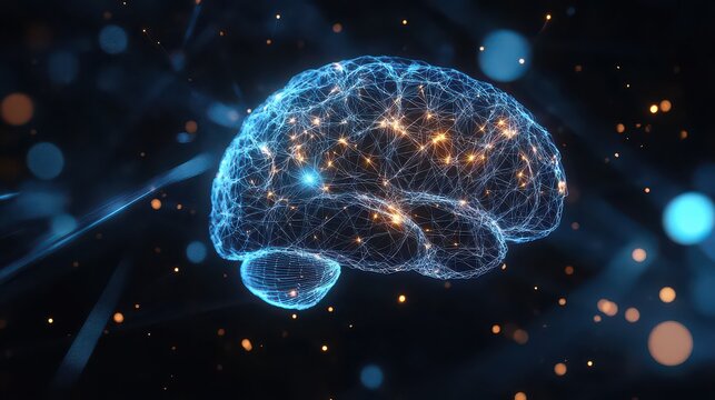Digital brain with glowing connections representing artificial intelligence