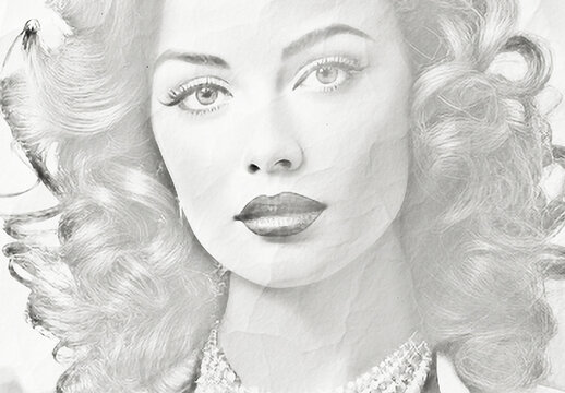 Black And White Vintage Charcoal Pencil Drawing Photo Effect