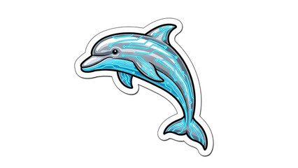 Futuristic dolphin design with glowing circuit board patterns for technology enthusiasts
