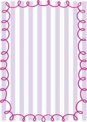 Playful Pink Curly Frame with Pastel Purple Stripes