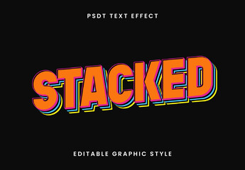 Colorful 3D Outline Text Effect Layered Bold Font