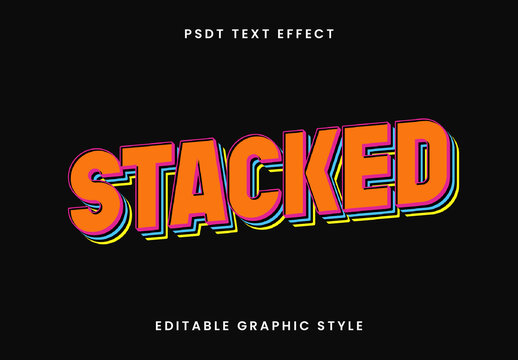 Colorful 3D Outline Text Effect Layered Bold Font
