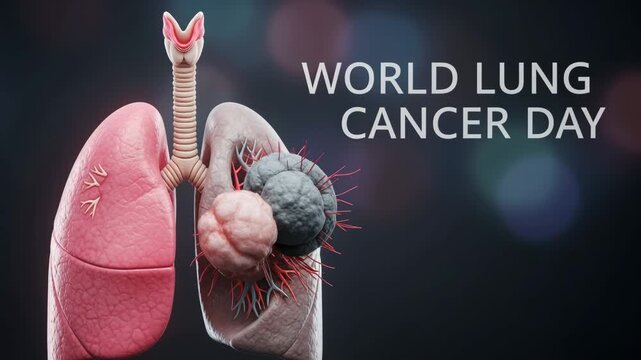 Human lungs anatomy with tumor growth and trachea detailed 3d medical animation world lung cancer