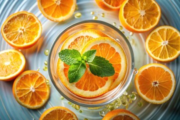 Refreshing Citrus Beverage with Mint Garnish in Glass