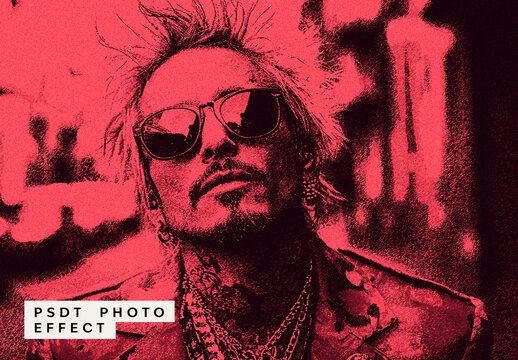 Red And Black Distressed Grunge Print Photo Effect