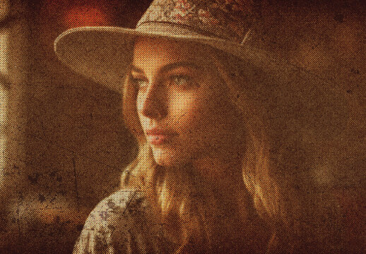 Brown And Beige Screen Printing Photo Effect