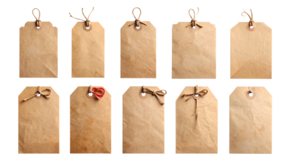 Blank Brown Paper Gift Tags with String - Set
