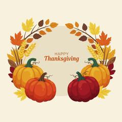 Autumn Harvest Pumpkins and Leaves for Thanksgiving Celebration.