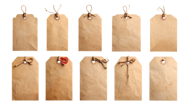 Blank Brown Paper Gift Tags with String - Set