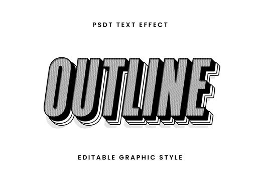 White And Black 3D Outline Text Effect Layered Striped Retro Font