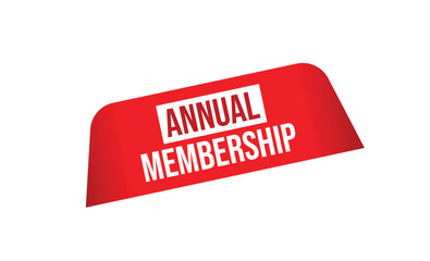 Annual Membership on Red Banner with White Text on Isolated White Background