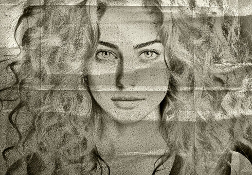 Brown And Beige Vintage Charcoal Pencil Drawing Photo