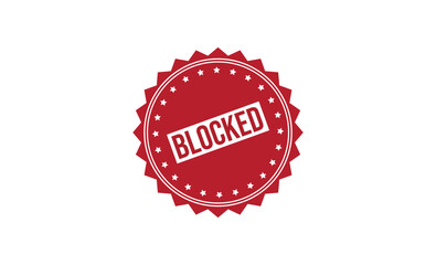 Red Round Blocked Stamp With Stars And Points Isolated on White Background