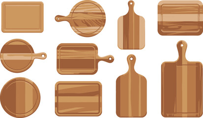 Collection of Wooden Cutting Boards Various Shapes, Styles, and Sizes for Food Preparation