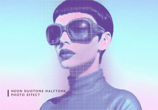 Pink And Blue Halftone Duotone Photo Effect