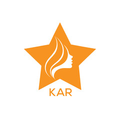 Obraz premium KAR Star Beauty Logo. KAR Woman Silhouette Feminine Salon. KAR Cosmetic Branding Icon. 