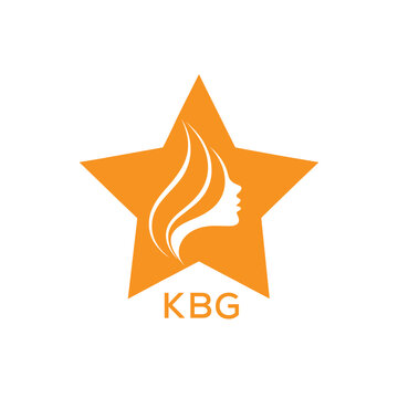KBG Star Beauty Logo. KBG Woman Silhouette  Feminine Salon. KBG Cosmetic Branding Icon.

