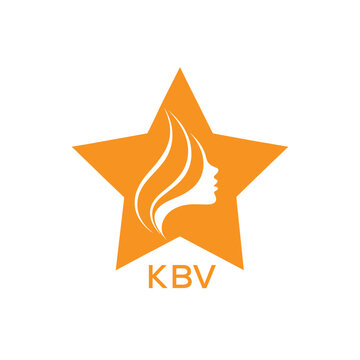 KBV Star Beauty Logo. KBV Woman Silhouette  Feminine Salon. KBV Cosmetic Branding Icon.
