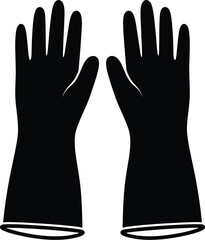 Obraz premium Protective black gloves, safety equipment for cleaning and sanitation