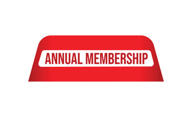 Red Annual Membership Rounded Rectangle with White Text Isolated on White