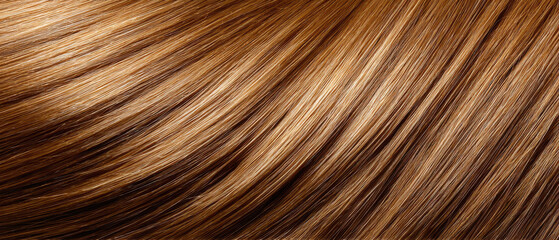 Fototapeta premium Sleek Golden Brown Hair Texture with Perfectly Straight Diagonal Strands and Glossy Highlights