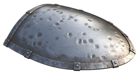 Battle-worn Shoulder Pad Armor Isolated on Transparent Background Historical Metal Protection