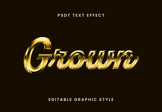 Gold Chrome Text Effect Script Shiny Metallic Font