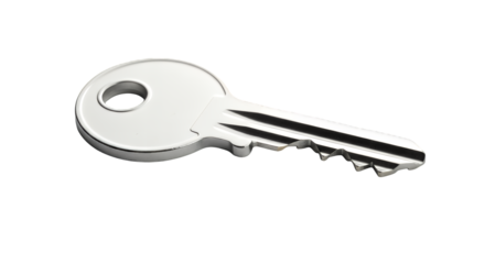Silver Key isolated on transparent background for security and access needs