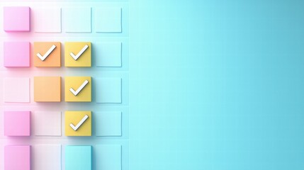 Obraz premium Management Checklist A colorful checklist with icons and illustrations representing different tasks, appealing to visual learners and promoting productivity.