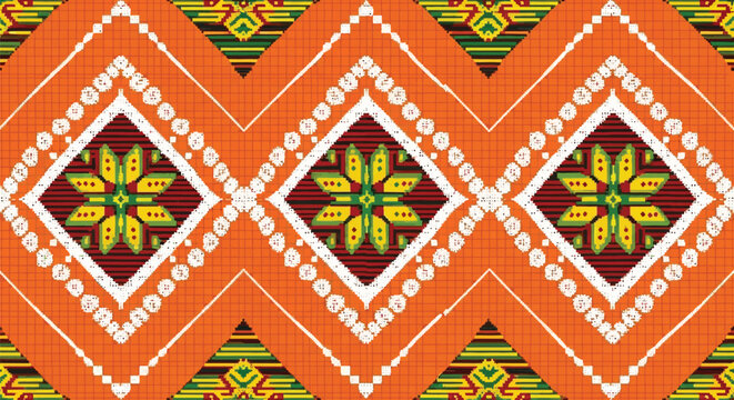 Yakan Weave, Intricate ethnic textile design creating a mesmerizing vibrant mosaic pattern, radiating artisanal craftsmanship with cultural richness perfect for fashion or home decor projects