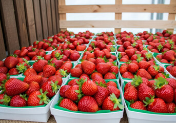 Fraises en Cageots au Marché