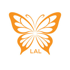 LAL Elegant Orange Butterfly Logo. LAL Design for Beauty Spa. LAL Fashion Branding.
