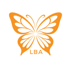 LBA Elegant Orange Butterfly Logo. LBA Design for Beauty Spa. LBA Fashion Branding.
