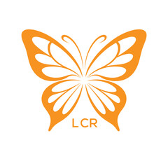 LCR Elegant Orange Butterfly Logo. LCR Design for Beauty Spa. LCR Fashion Branding.
