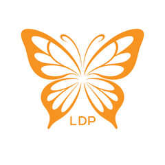 LDP Elegant Orange Butterfly Logo. LDP Design for Beauty Spa. LDP Fashion Branding.
