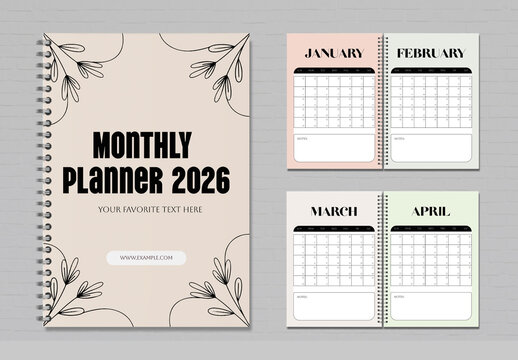 Minimal Monthly Planner 2026 Template