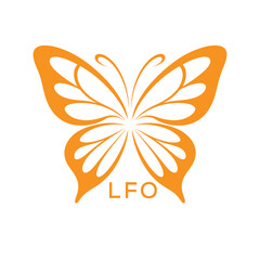 LFO Elegant Orange Butterfly Logo. LFO Design for Beauty Spa. LFO Fashion Branding.
